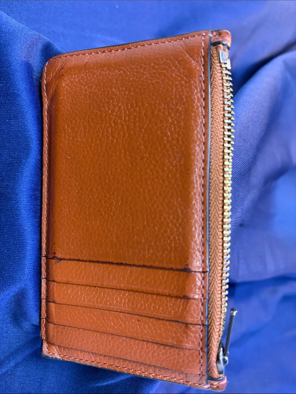 Coach Orange Leather Zip Card Case Wallet